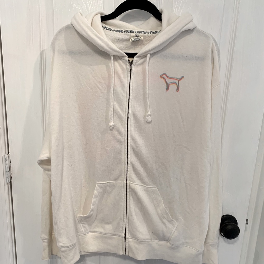 White Victoria’s Secret Pink Peace Hoodie Size M